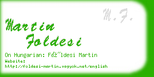 martin foldesi business card